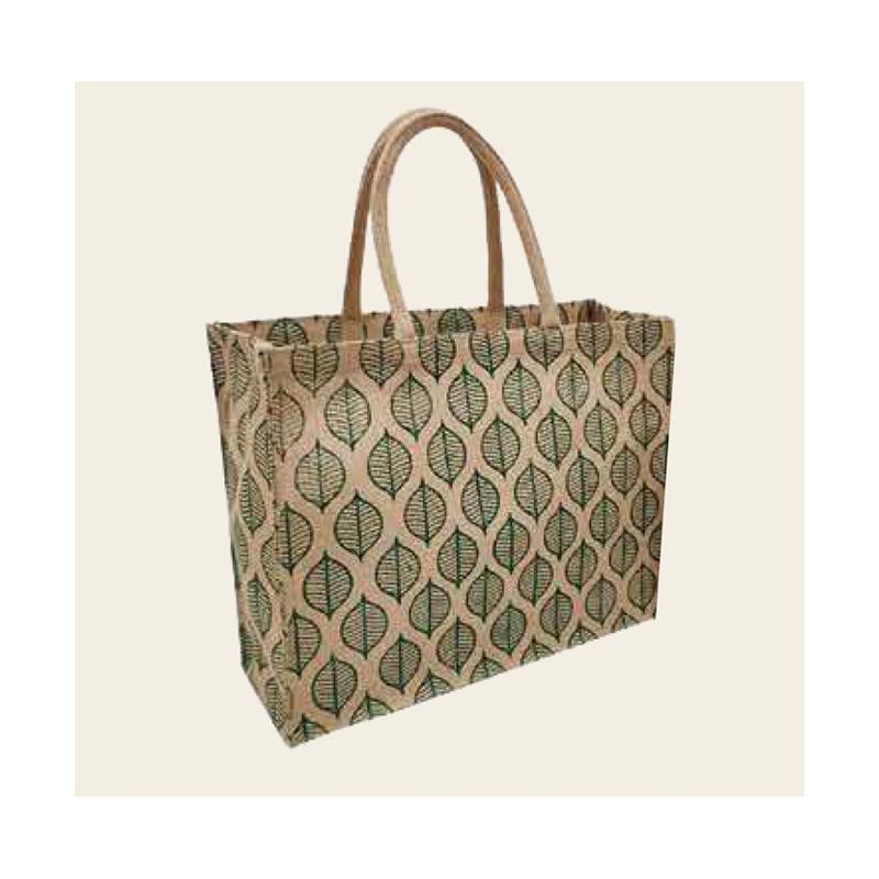 Fancy Jute Bag - Large  Leaf Design